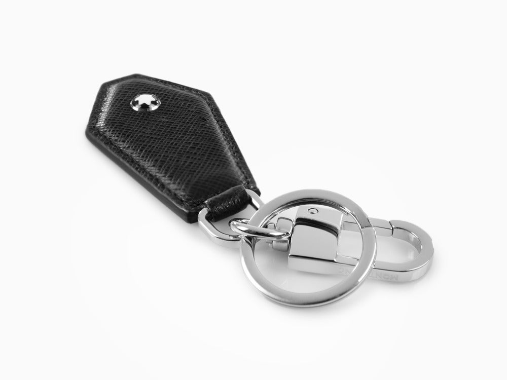 Montblanc Sartorial Diamond Shaped Key ring, Brass, Leather, Black, 130748