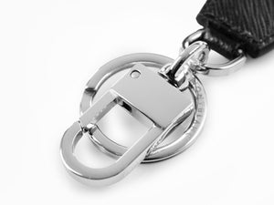 Montblanc Sartorial Diamond Shaped Key ring, Brass, Leather, Black, 130748