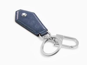 Montblanc Sartorial Diamond Shaped Key ring, Brass, Leather, Blue, 1, 131739
