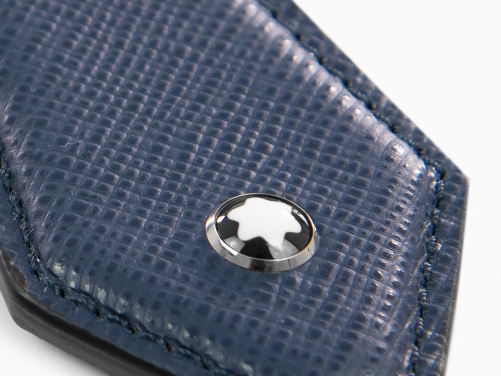 Montblanc Sartorial Diamond Shaped Key ring, Brass, Leather, Blue, 1, 131739