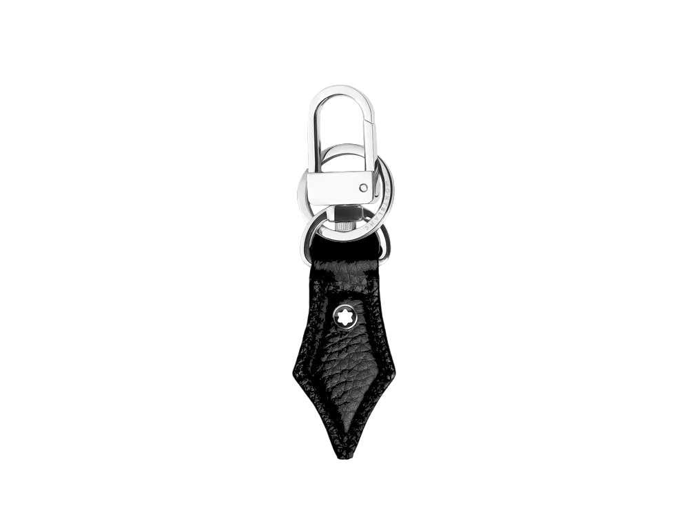 Montblanc Grain Nib Key ring, Steel, Leather, Black, 220457
