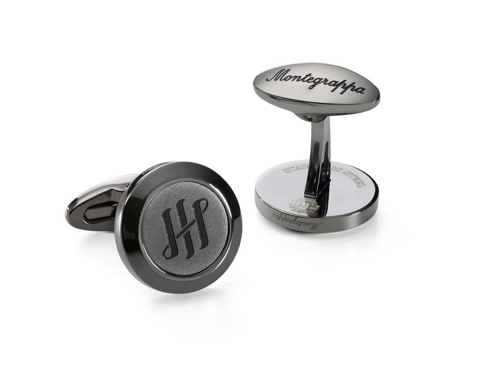 Montegrappa Classico Ambigram Cufflinks, Stainless steel, IP Gun metal, IDA1CLLL