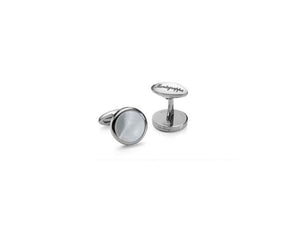 Montegrappa Classico Cufflinks, Stainless steel, White mother of pearl, IDCCCLSW