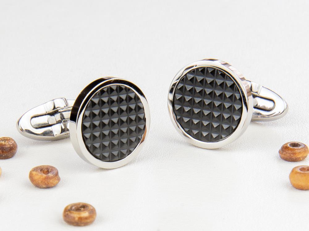 Montegrappa Clou Cufflinks, Stainless steel. IP Black, IDCPCLSB