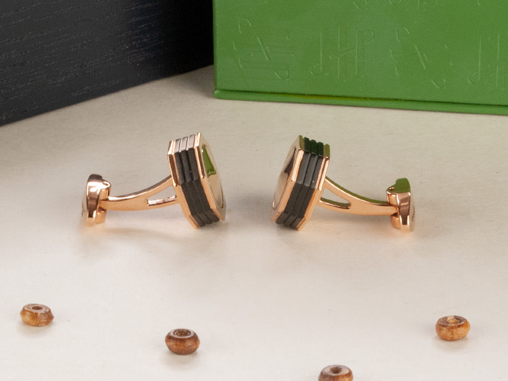 Montegrappa Nero Uno Cufflinks, Rose Gold PVD, Metal, IDNRCLI1