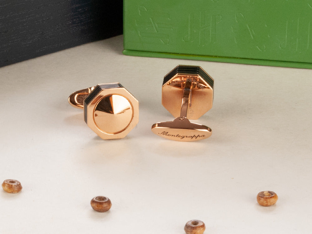 Montegrappa Nero Uno Cufflinks, Rose Gold PVD, Metal, IDNRCLI1