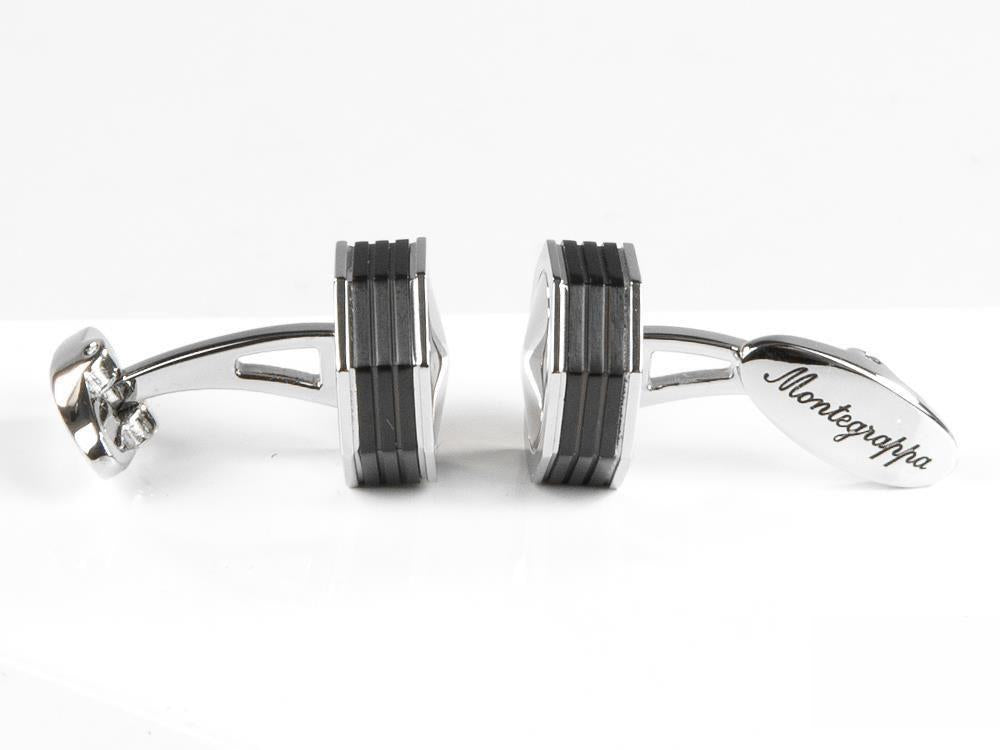 Montegrappa Nero Uno Cufflinks, Stainless steel, Metal, IDNUCLI1
