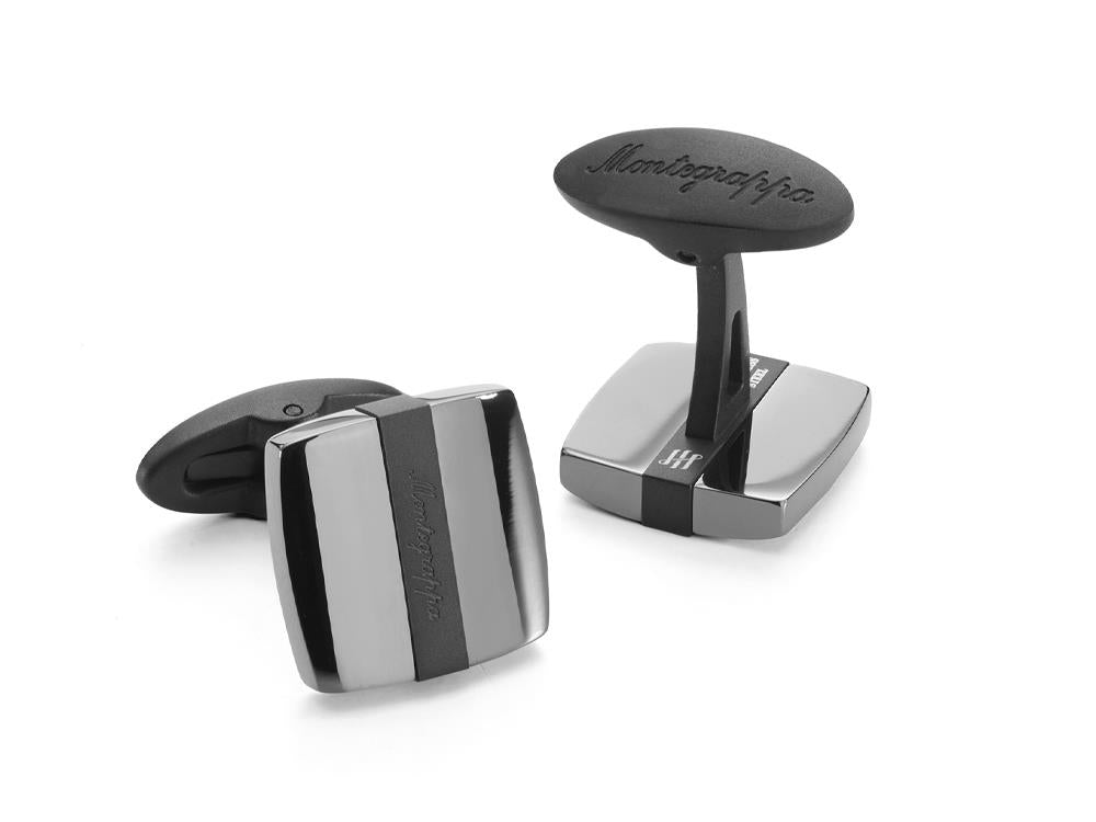 Montegrappa Quadro Cufflinks, Stainless steel, IP Gun Metal & IP Black, IDQUCLLB