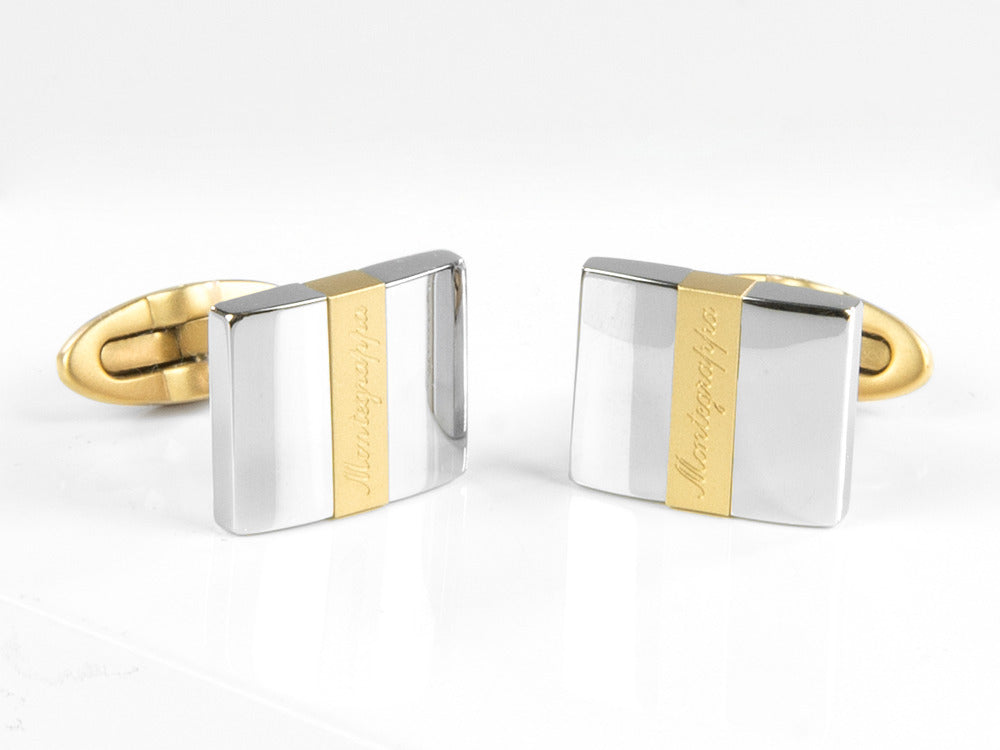 Montegrappa Rettangolo Cufflinks, Stainless steel, IP Yellow Gold, IDRTCLYS