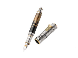Montegrappa Kitcho Crane Fountain Pen, Silver, Limited Edition, ISKIN-07