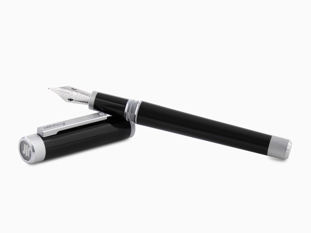 Montegrappa Zero Fountain Pen, Black Resin, 14k Gold Flex, ISZEI-XP