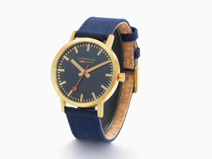 Mondaine Classic Quartz Watch, Blue, 40 mm, Fabric strap, A660.30360.40SBQ