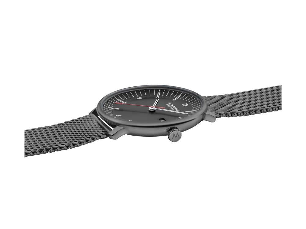 Mondaine Doppio IP Gun Quartz Watch, Black, 41 mm, MLE.41220.SM