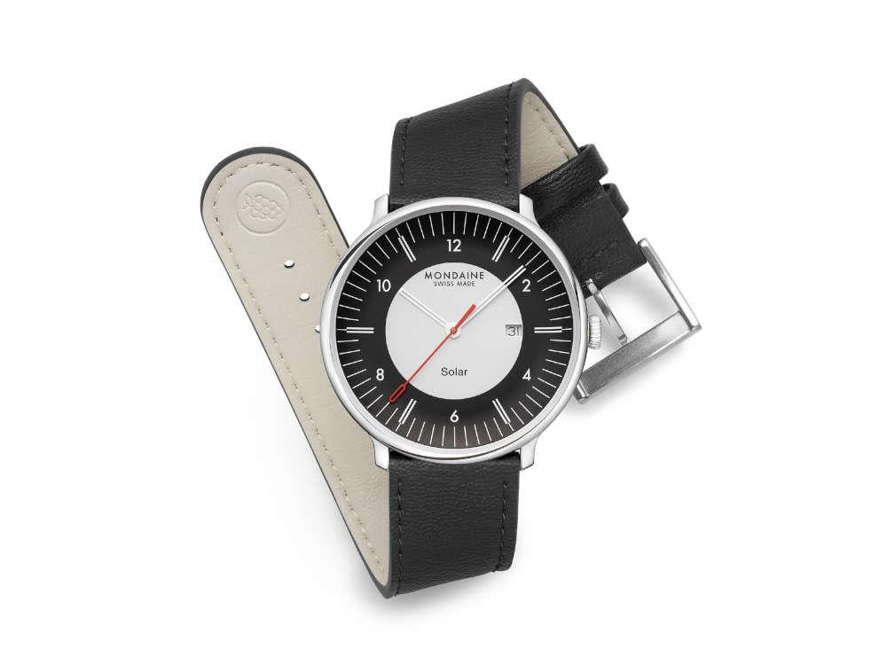 Mondaine Doppio Quartz Solar Watch, White, 41 mm, MLE.41920.LBV