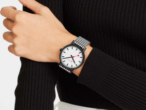 Mondaine SBB Evo2 Quartz Watch, White, 41 mm, Fabric strap, MS1.41110.LN