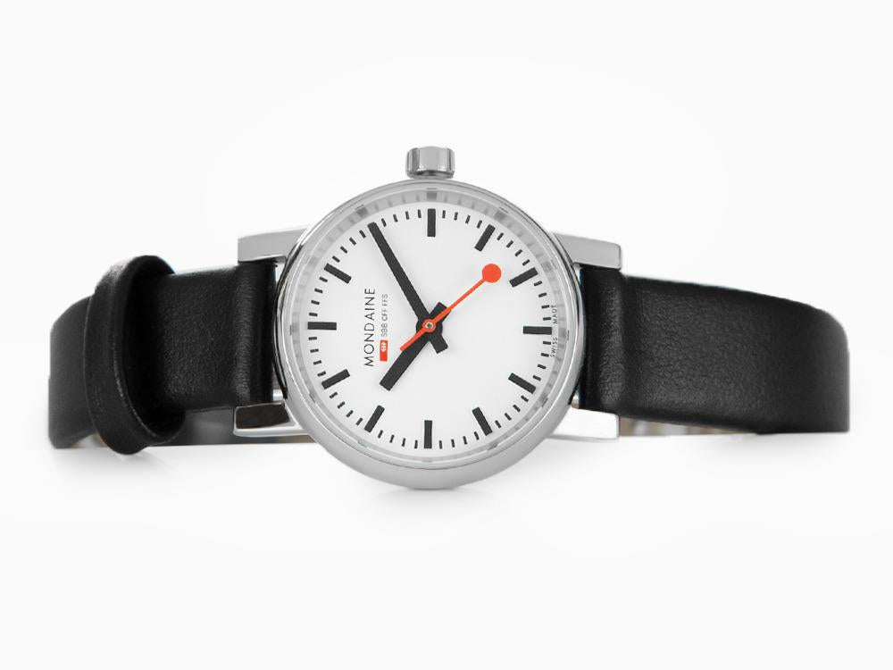 Mondaine SBB Evo2 Petite Quartz Watch, White, 26mm, Leather strap, MSE.26110.LB