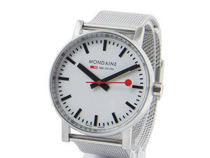 Mondaine SBB Evo2 Quartz Watch, White, Mesh Strap, MSE.35110.SM