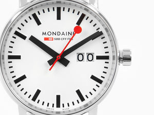 Mondaine SBB Evo2 Big Quartz Watch, White, 40 mm, Day, MSE.40210.SM