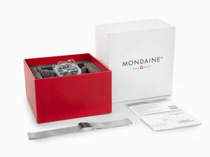 Mondaine Cushion Quartz Watch, Blue, 41 mm, Fabric strap, MSL.41440.LD.SET