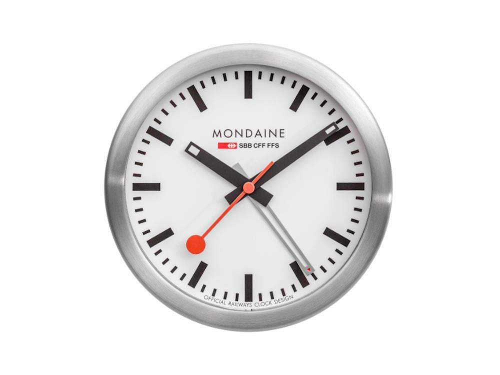 Mondaine Table Clocks Quartz Watch, Steel, White, 12,5cm, A997.MCAL.16SBB