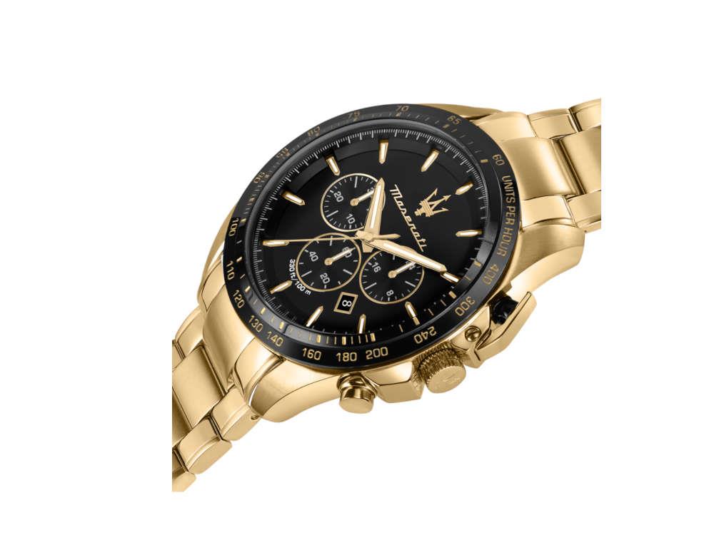 Maserati Traguardo Quartz Watch, PVD Gold, Black, 45 mm, R8873612041