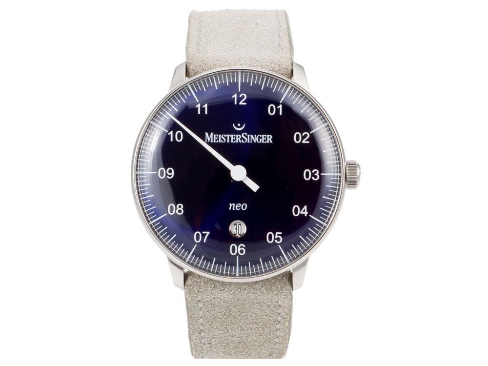 Meistersinger Neo Plus Sunburst Blue Automatic Watch, ETA 2824-2, 40mm, grey