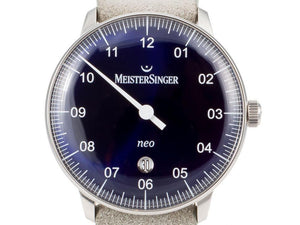 Meistersinger Neo Plus Sunburst Blue Automatic Watch, ETA 2824-2, 40mm, grey