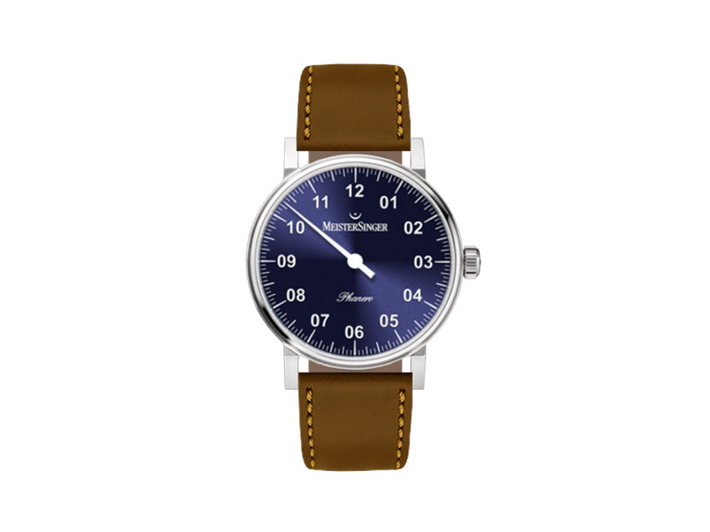 Meistersinger Phanero Watch, Manual winding, SW 210, Blue sunburst, PH308-SCF13
