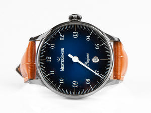 Meistersinger Pangaea Date Automatic Watch, 40 mm, Blue, Leather, PMD908D