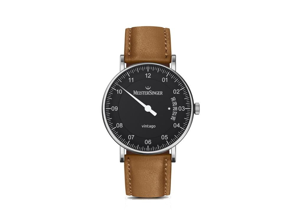 Meistersinger Vintago Automatic Watch, SW 200-1, 38 mm, Black, VT902