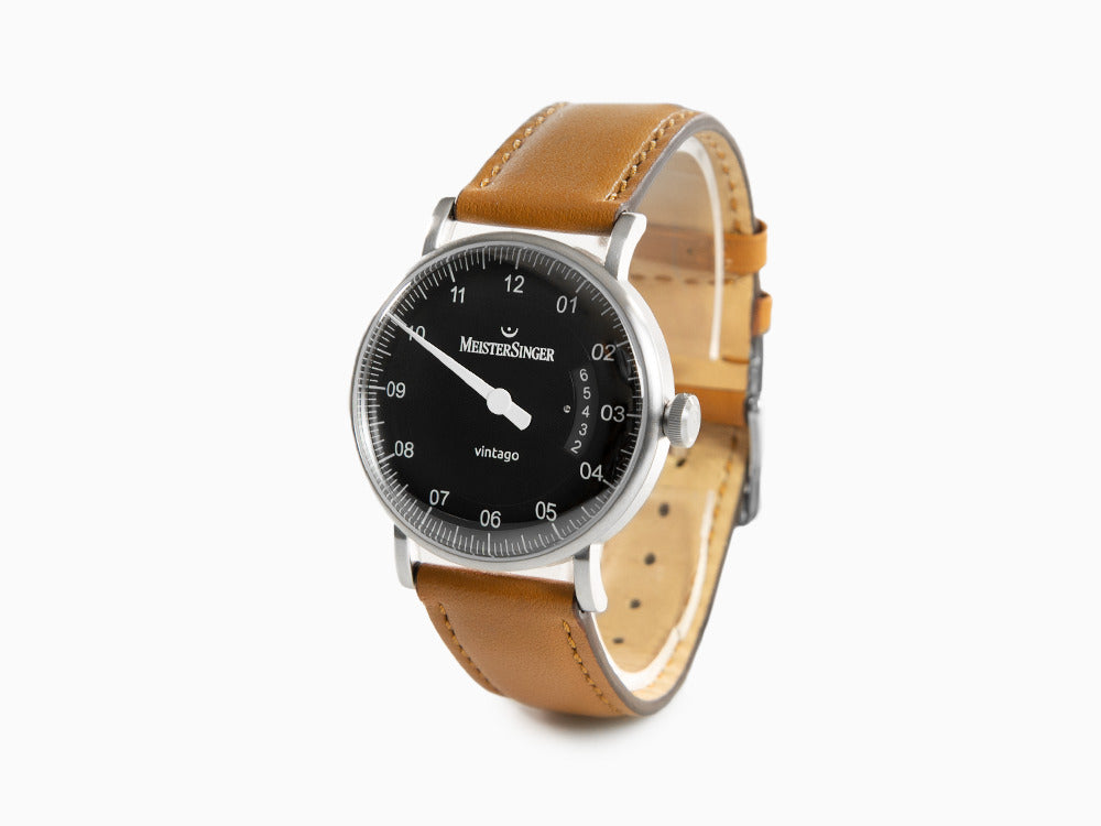 Meistersinger Vintago Automatic Watch, SW 200-1, 38 mm, Black, VT902