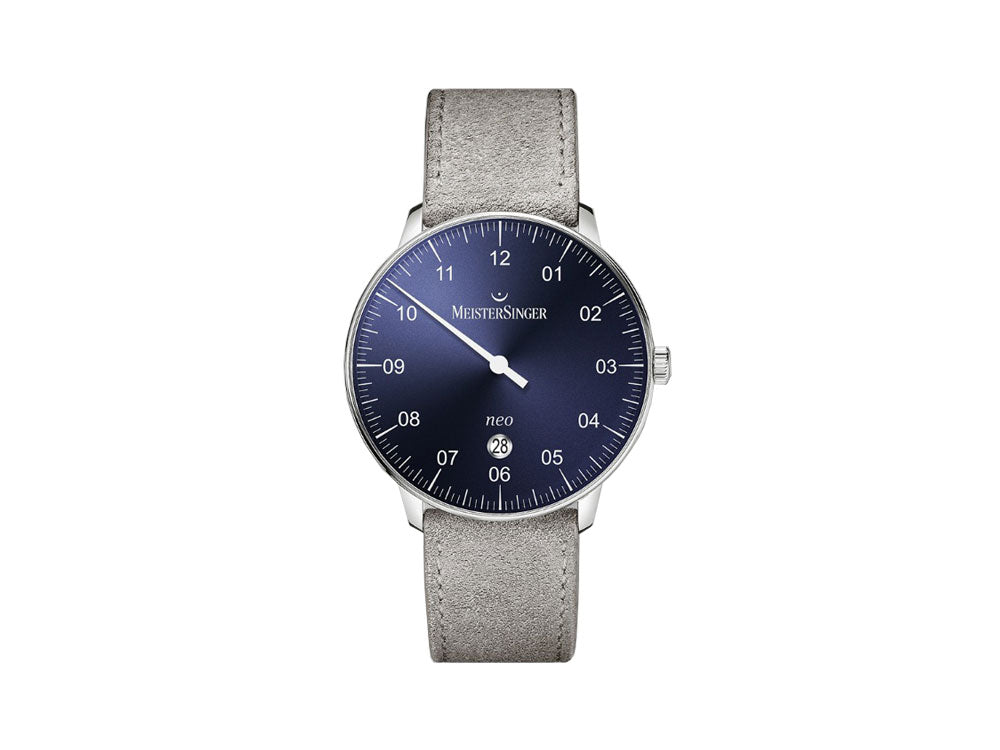 Meistersinger Neo Plus Sunburst Blue Automatic Watch, ETA 2824-2, 40mm, grey