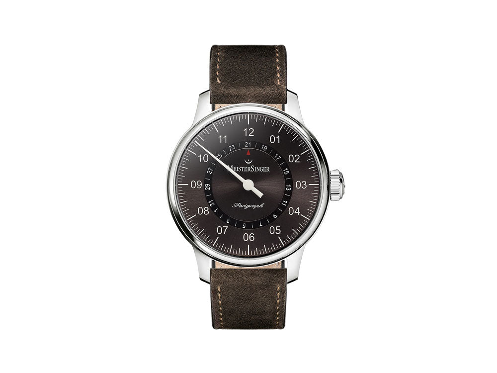 Meistersinger Perigraph Automatic Watch, 43mm, Leather strap, AM1007-SV02