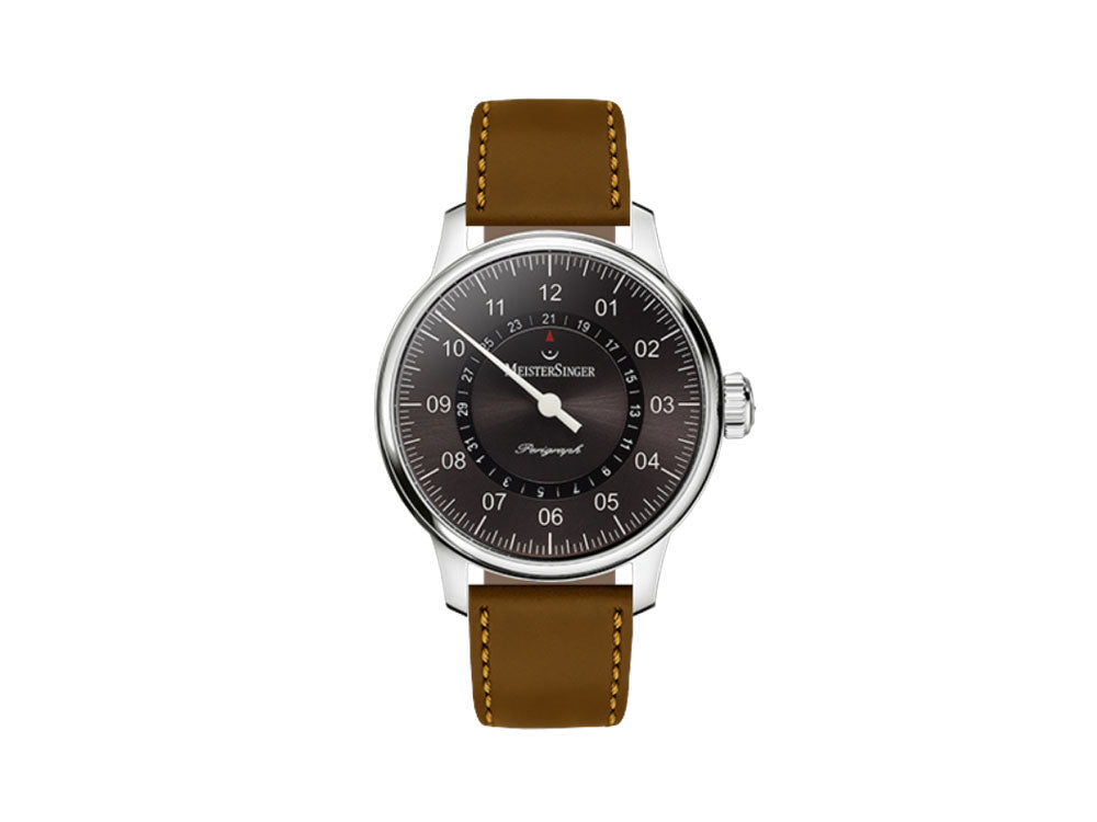 Meistersinger Perigraph Automatic Watch, 43mm, Sunburst Anthracite, Leather
