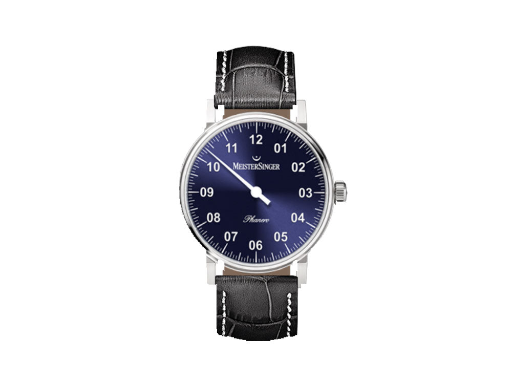 Meistersinger Phanero Watch, Manual winding, Blue sunburst, 35mm, PH308-SG11W