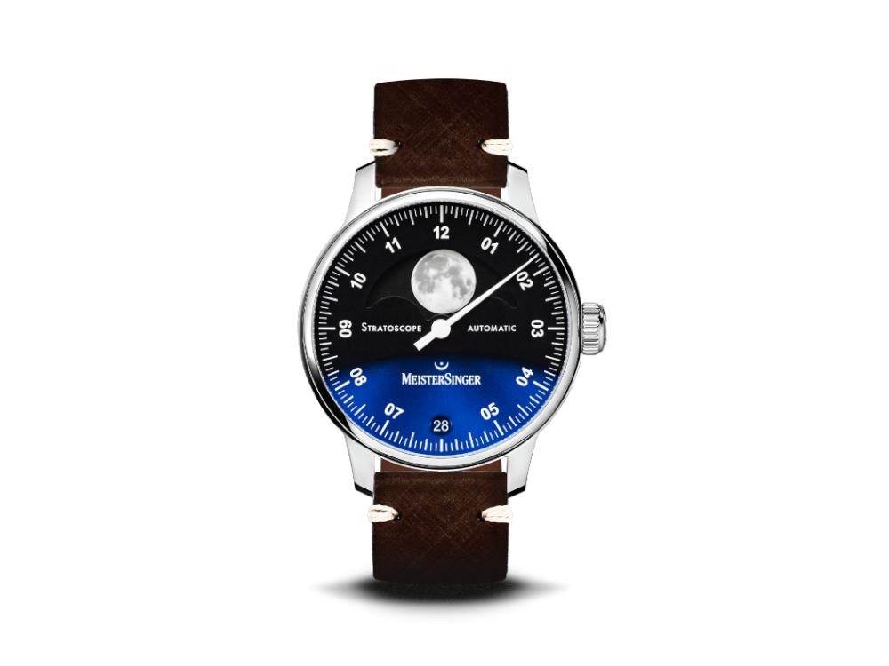 Meistersinger Stratoscope Automatic Watch, SW 220-1, 43 mm, Blue, ST982-SVSL02