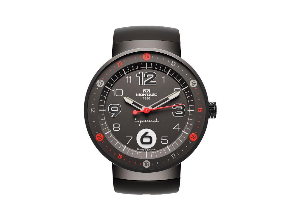 Montjuic Standard Quartz Watch, Stainless Steel 316L, Black, 43 mm, MJ1.0102.B