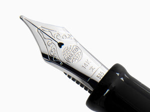Nakaya Cigar Fountain Pen Piccolo, Black, Ebonite, Gold 14k rodhium