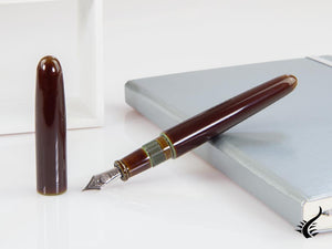 Nakaya Cigar Fountain Pen Portable Heki-Tamenuri, Gold 14k rodhium
