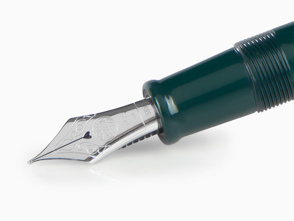 Nakaya Cigar Fountain Pen Portable, Midori, Ebonite, Gold 14k rodhium