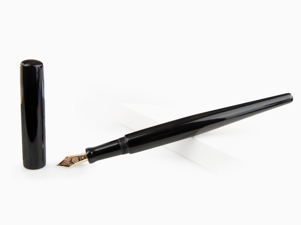 Nakaya Desk Fountain Pen, Black, Ebonite and Urushi lacquer, 14k Gold,