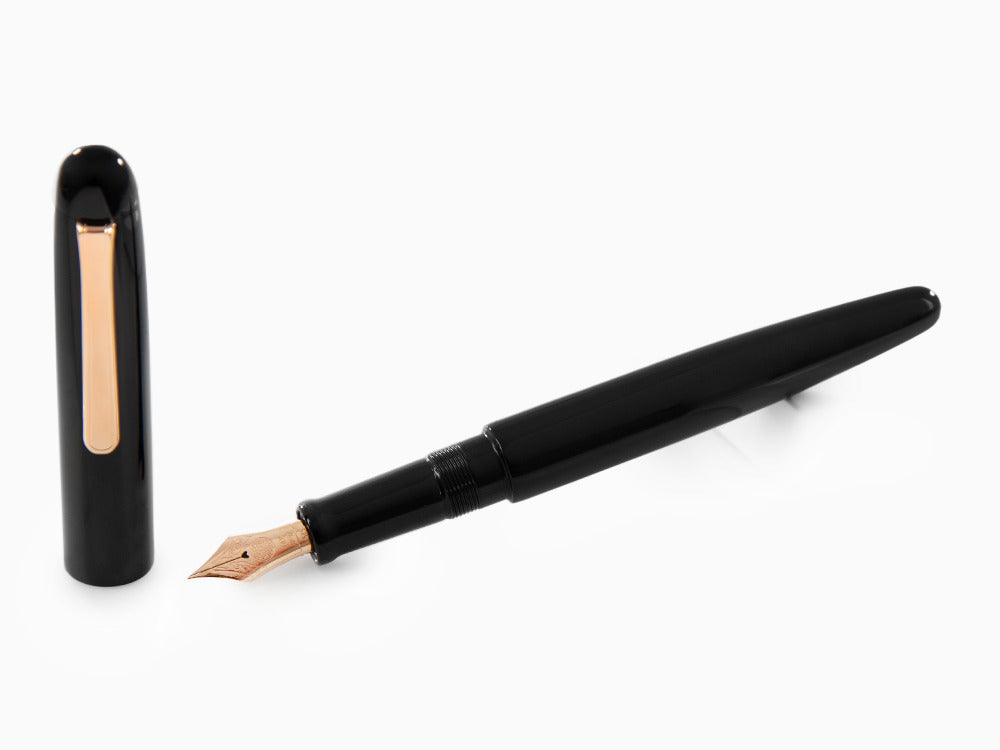 Nakaya Writer Fountain Pen Kuro Black, Long, Rose Gold, Writer-B-L-RG-RG