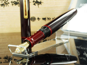 Nakaya Writer Long Fountain Pen, Aka Tamenuri, Urushi lacquer