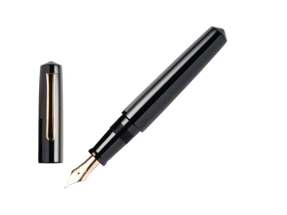 Nakaya Writer Fountain Pen Black, Piccolo, Ebonite, Gold