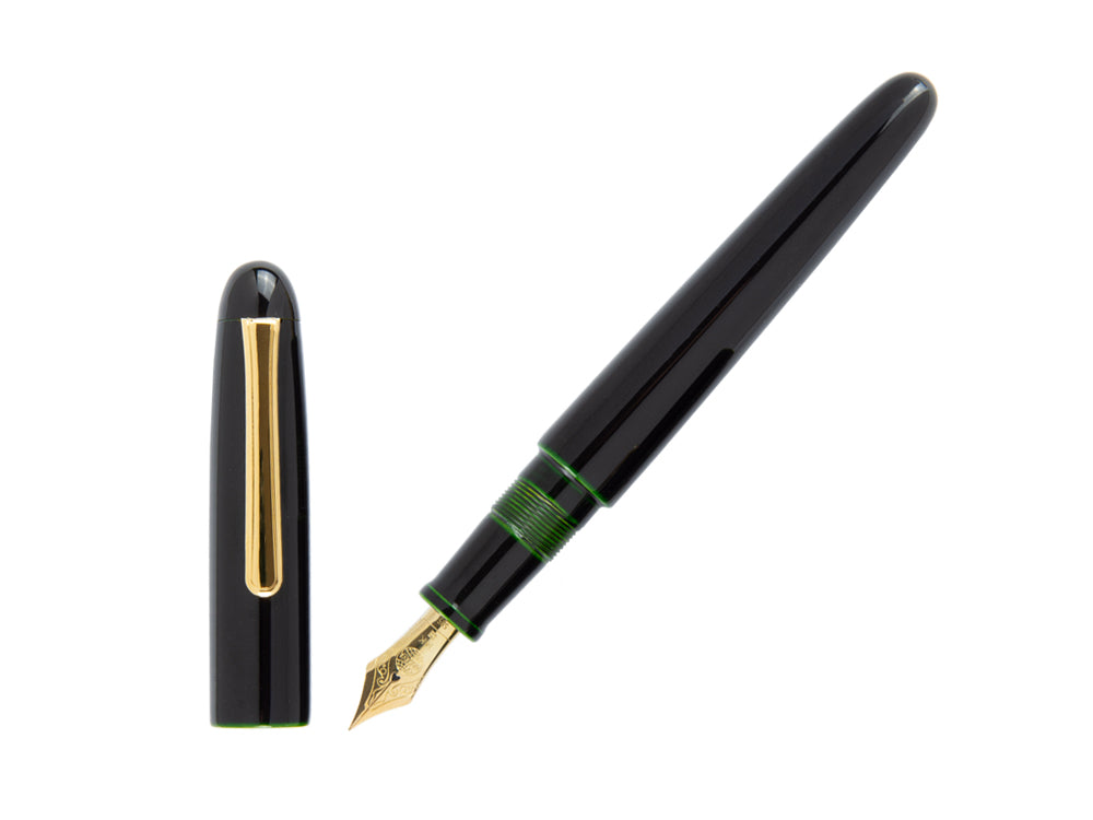 Nakaya Writer Portable Fountain Pen, Midori-Tamenuri, Ebonite and Urushi