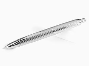 Pilot Capless Stripes Fountain Pen, Metal, Rhodium trim, Silver