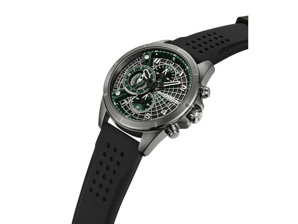 Police Cipher Quartz Watch, PVD Gun Metal, 45 mm, Green, PEFGO0000101