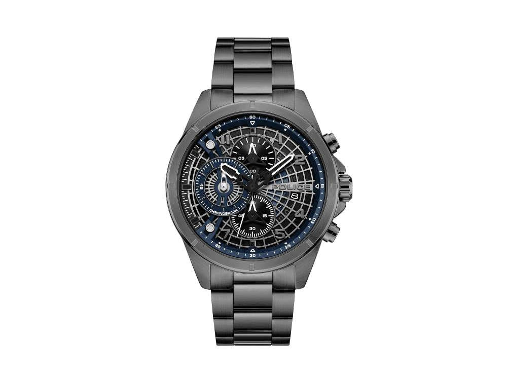 Police Cipher Quartz Watch, PVD Gun Metal, 45 mm, Black, PEWGI0000103