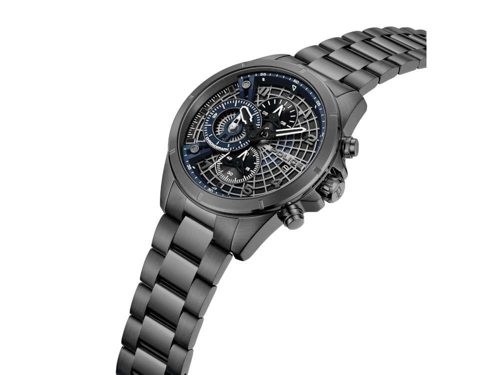 Police Cipher Quartz Watch, PVD Gun Metal, 45 mm, Black, PEWGI0000103