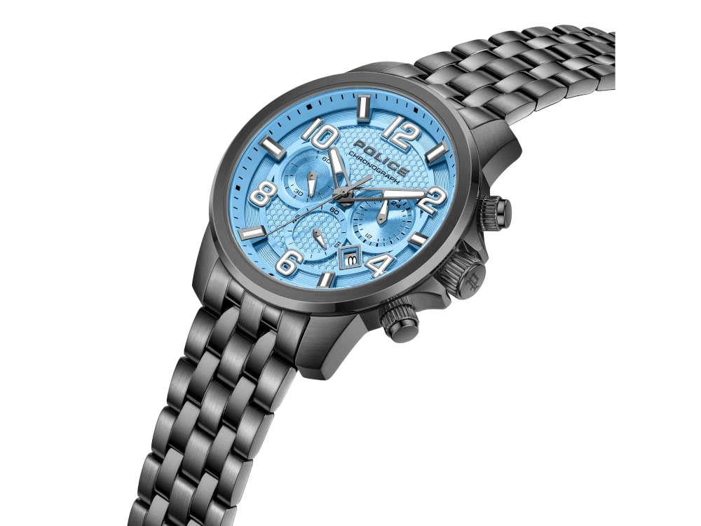 Police Belem Quartz Watch, PVD, 43 mm, Blue, PEWGI0000302